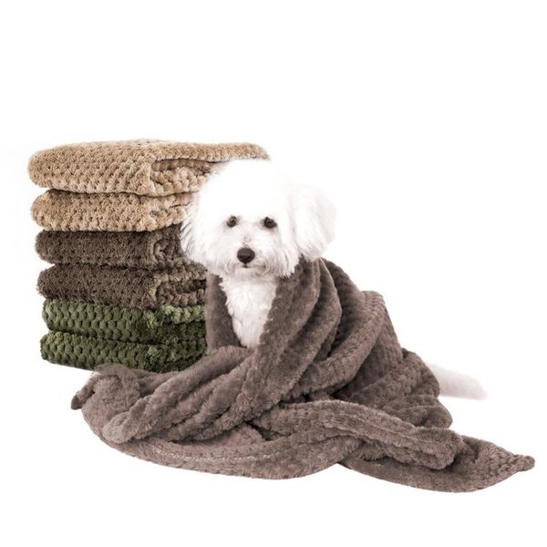 

3 colors dog blanket flannel warm pets cats bed mat cover towel pet supplies soft solid puppy bed cushion blanket for dogs