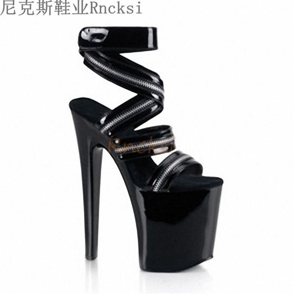 

sandals rncksi stripper heels women shoes 2021 summer platform high thin-heeled 20cm waterproof wedding shoe, Black