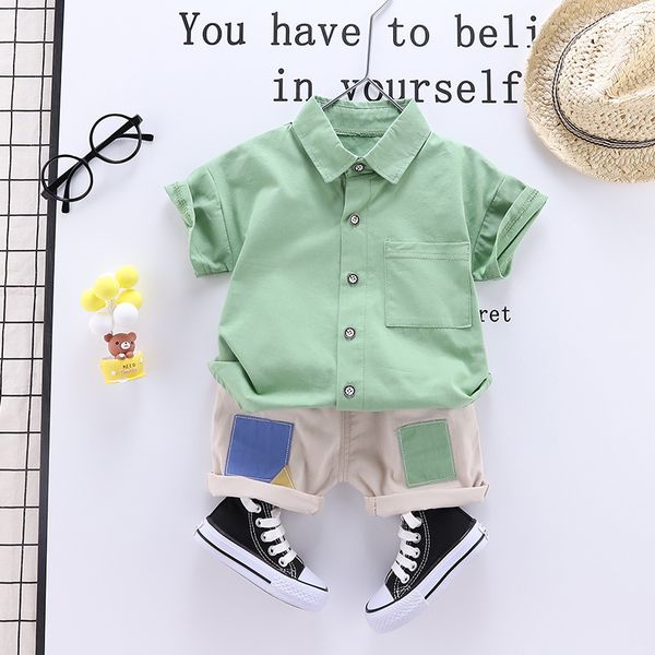 

2021 new summer newborn solid shirt- shorts suit boy clothes baby sweat coat 0gta, White
