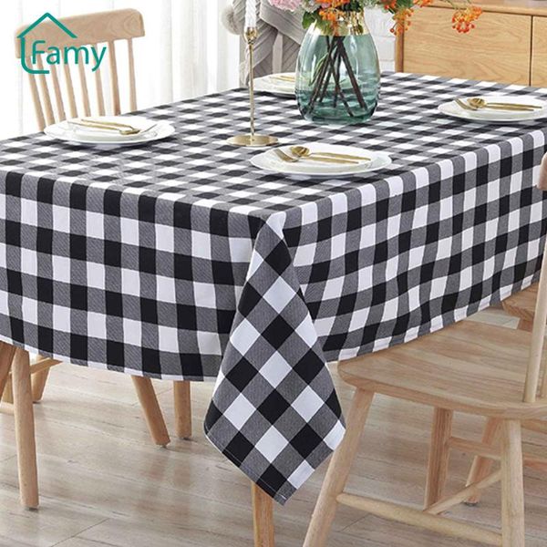 

table cloth plaid tablecloth rectangle black and white linen cotton for outdoor picnic kitchen living room holiday dinner decor