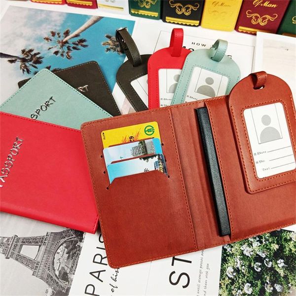 

card holders holder passport wallet women men travel cover case bag pu leather luggage tag, Brown;gray