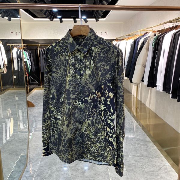 

2021 winter new beautiful mens designer printing shirts ~ chinese size shirts ~ mens designer button long sleeve shirts, White;black