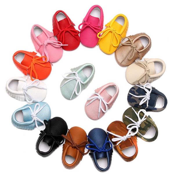 

first walkers 2021 pu leather hard sole toddler moccasins soft fringe baby shoes non-slip for boys girls