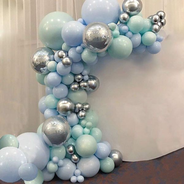 

103pcs diy pastel macaron blue mint balloon garland sliver globos arch kit birthday wedding baby shower anniversary party decor