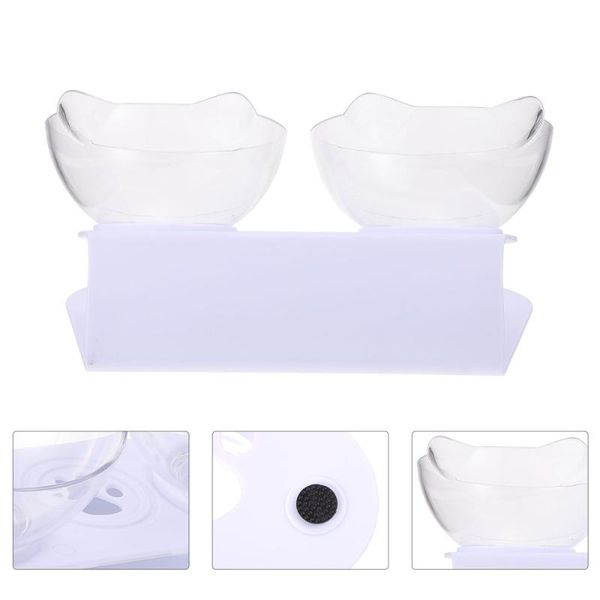 

cat bowls & feeders creative ears shaped double bowl oblique drinking