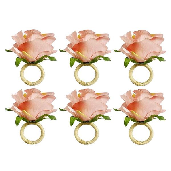 

napkin rings handmade champagne rose 6pcs for home, kitchen, dining room, dinner parties, luncheons, picnics, weddings