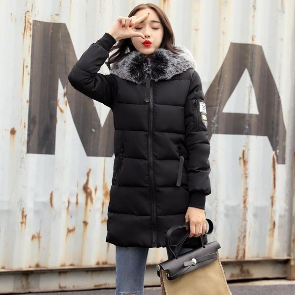 

women's trench coats spring autumn fashion women winter jacket with fur collar warm hooded female womens coat long parka outwear camper, Tan;black