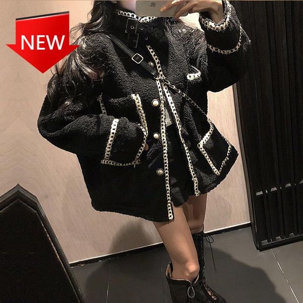 

women's jackets cardigan wild loose warm jacket female winter women coat korean fashion temperament small fragrance wind, Black;brown