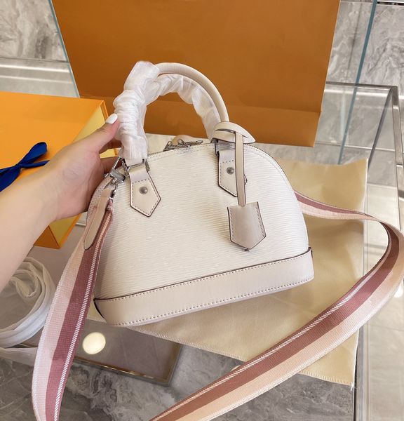 

alma bb shell bag luxury designer women bags brand messenger handbag ladies one shoulder presbyopia water corrugated key lock leather 24cm 0