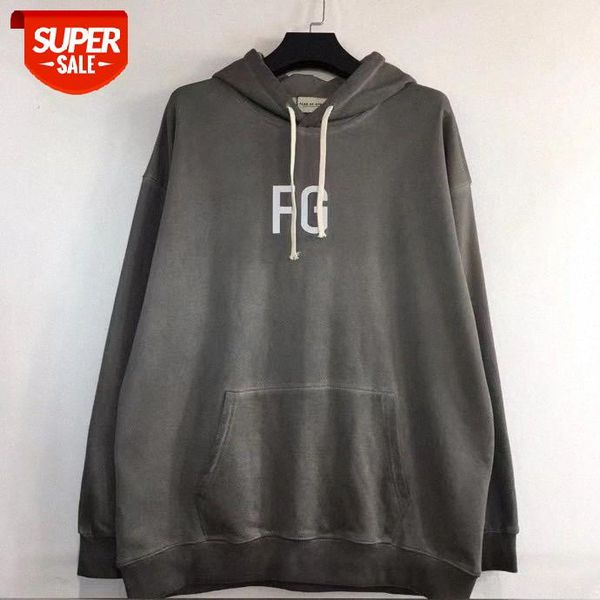 

fear of god /fog double line cement grey rich oversized hooded sweatshirt #ix3v, Black