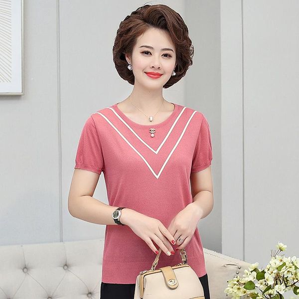 

women's t-shirt summer 2021 spring and fashion short-sleeved plus size loose-sleeved sweater ice silk casual top, White