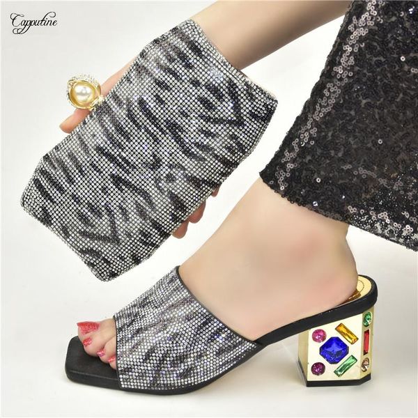 

dress shoes black high heels and bag set to match fashion african summer slippers with handbag ladies pumps purse clutch 938-1 7cm