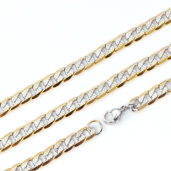 

chains gold stainless steel jewelry men necklace width 6mm/8mm/10mm length 50cm/55cm/60cm mixed long necklaces cuban, Silver