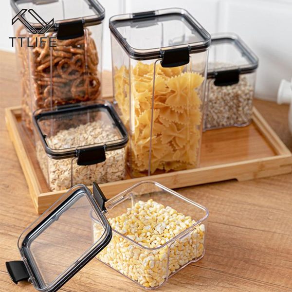 

storage bottles & jars 700/1300/1800ml food container plastic kitchen refrigerator noodle box multigrain tank transparent sealed