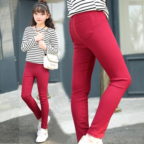 

trousers girls pencil pants thin leggings kids long spring autumn children skinny for solid pant 4-12 years, Blue