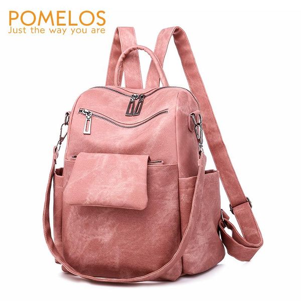 

outdoor bags pomelos women backpack pu leather fashion school for ladies female shoulder bag teenage girls