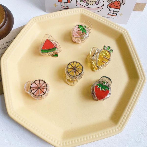 

hair accessories south korea ins fruit hairpin cute girl heart small catch clip fresh forest headdress claw, Slivery;white