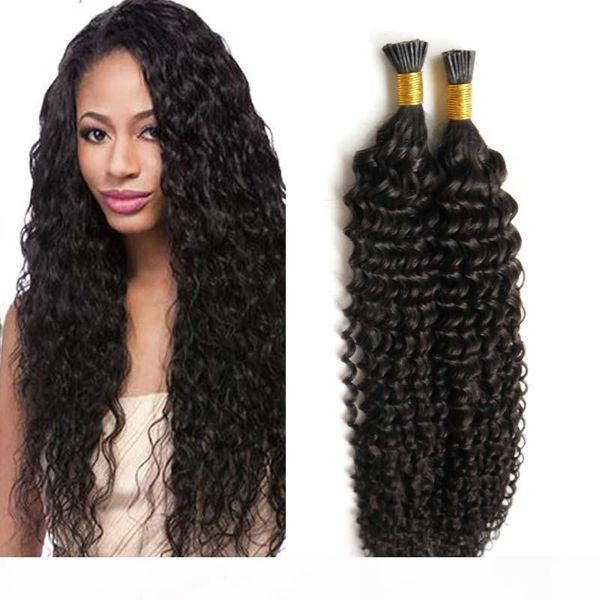 

brazilian curly remy i tip pre bonded human hair extension 100% human fusion stick pre bonded hair extension keratin, Black