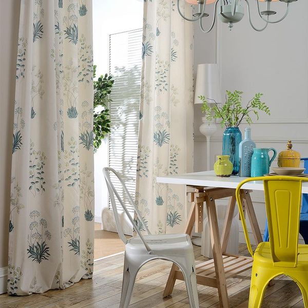 

curtain fabric pastoral polyester-cotton printed shading curtain fabric screen