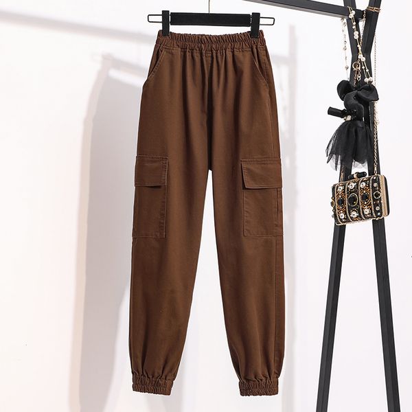 

big pocket overalls female fall down hare high-waisted street casual black punk plus size capris pants ubty, Black;white