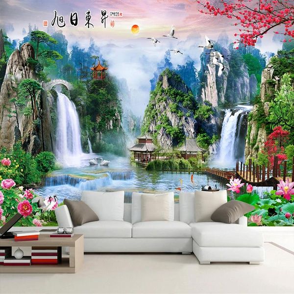 

wallpapers custom any size mural wallpaper 3d waterfall nature landscape fresco living room tv sofa bedroom home decor papel de parede 3 d