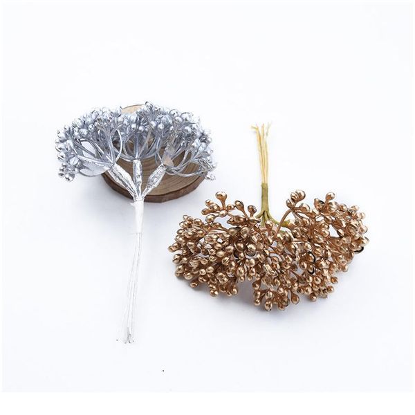 

6pcs artificial plants plastic brooch scrapbook wedding decorative flowers wreaths diy gifts box christmas decorations jllfdk