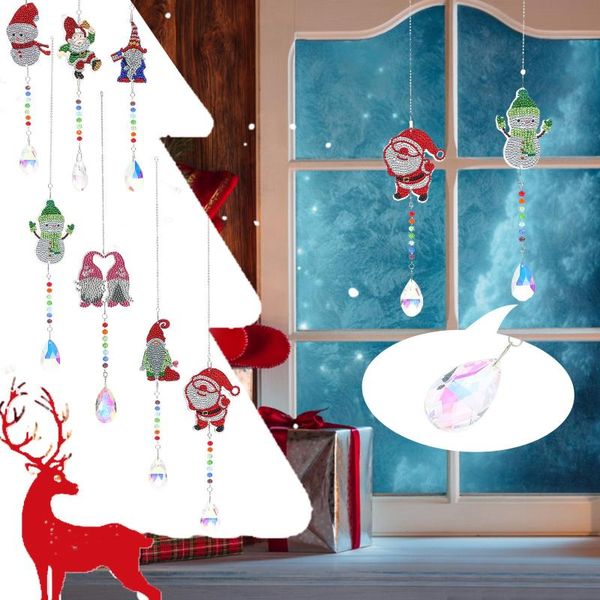 

christmas decorations 5d diamond painting diy wind chime window door decoration pendant snowman tree toy 2021 happy year