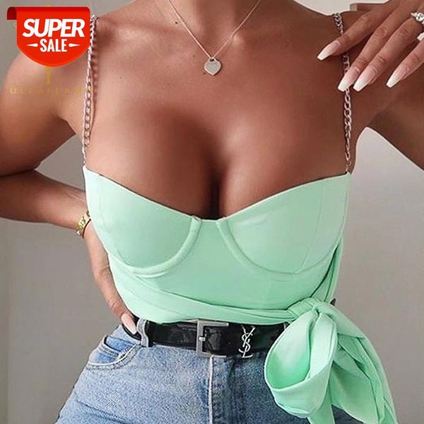 

women's v collar spaghetti strap camisole zipper stitching sling tube vest nightclub female backless bowknot crop #lz0k, White