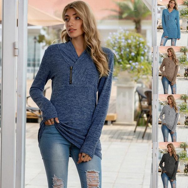 

women's hoodies & sweatshirts kili autumn women casual solid warm zipper slim pullover sweatshirt long sleeve, Black