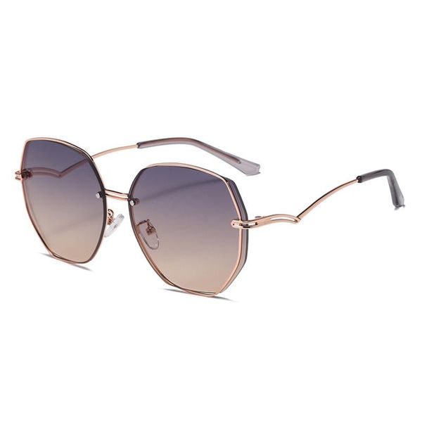 

fashion sunglasses frames rimless multilateral metal cat eye women luxury small shades optical glasses frame female, Black