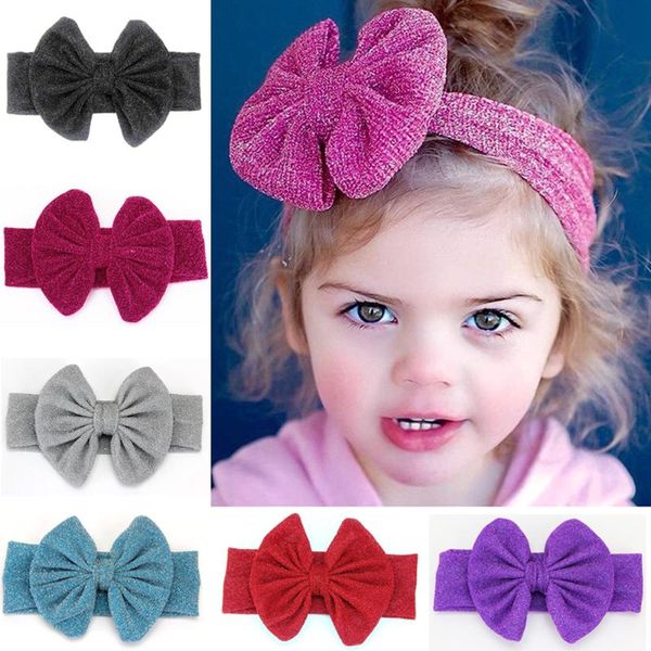

hair accessories cute baby children girl child glitter shiny lace big bow headband head band hatys0036, Slivery;white