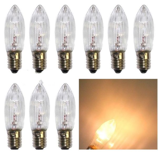 

10pcs/pack e10 led replacement bulbs candle fairy christmas lights lamp 10v-55v ac warm white christmas decor w jllazp