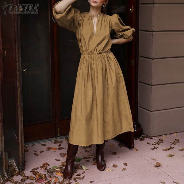 

new zanzea fashion solid vestido casual sleeve robe ladies elegant hollow o neck es oversize 2021 summer womens long yr4y, Black;gray