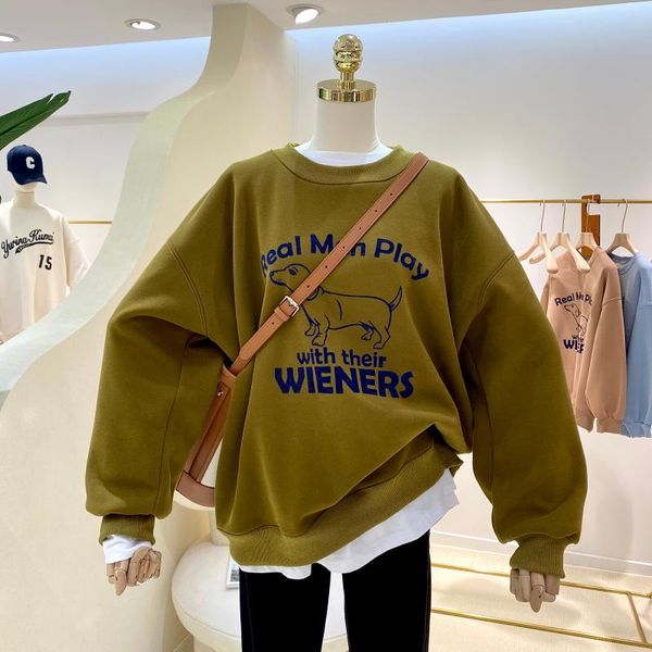 

women's hoodies & sweatshirts large thicken fleeced sweatshirt pullovers long sleeve graphic cotton blend casual flocking coats outerwe, Black