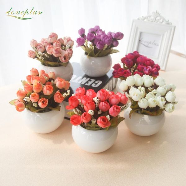 

zinmol quality ceramics vase +artificial silk rose buds peony flower home party decoration office balcony decorate