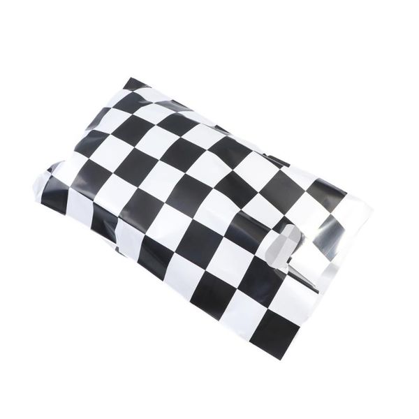 

50pcs racing car theme gift pouch black and white checkered printing packing tote bags gift wrapping supplies for birthday party