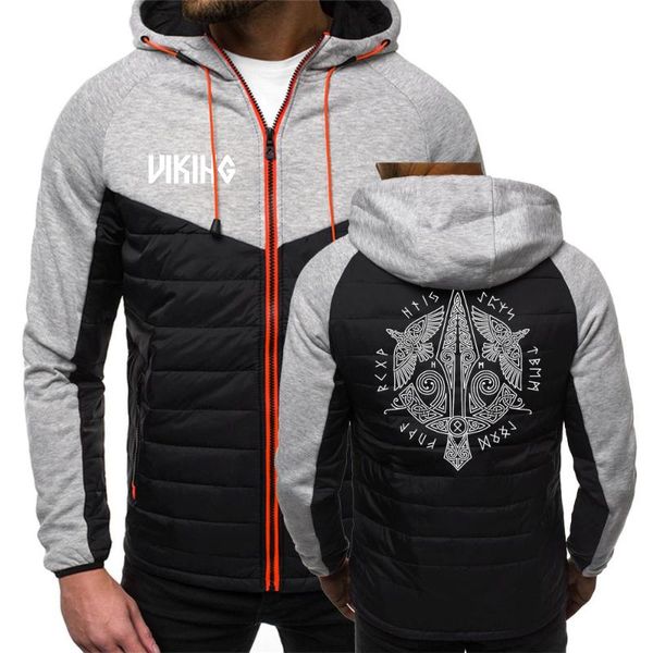 

men's hoodies & sweatshirts 2021 odin symbols printing custom made hip hop padded jacket male casual sport zipper fashion print, Black