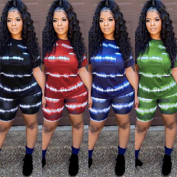 

women's tracksuits wuhe tie dye print 2 piece sets o neck short sleeve side split crop and pockets tight pants fitness sports casual ou, Gray