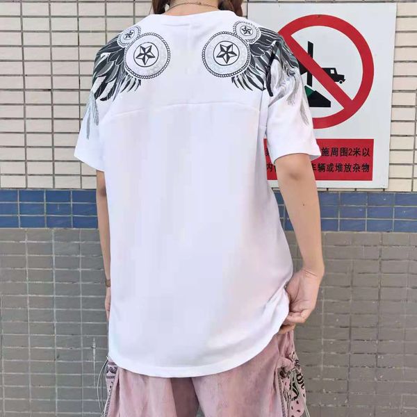 

fashion t shirt chao brand 2021 summer men's and women's short sleeve gilded eagle wings student lovers half top, White;black
