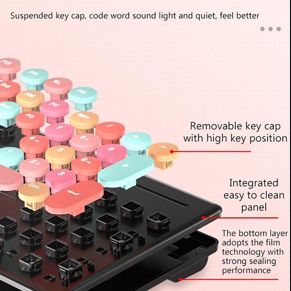 

wireless keyboard and mouse set 2.4g punk keycap/pc/mute with multi-function buttons ergonomic combos