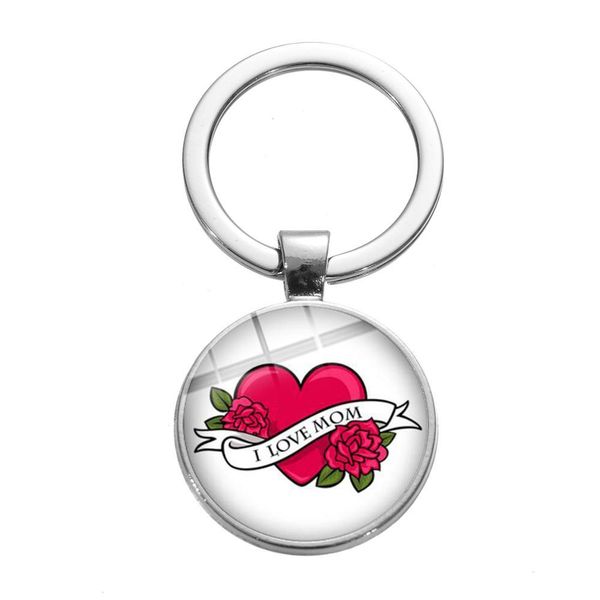 

i love you mom heart keychain creative paper-cut pattern crystal keyring mother festival jewelry family gift new arrival, Silver