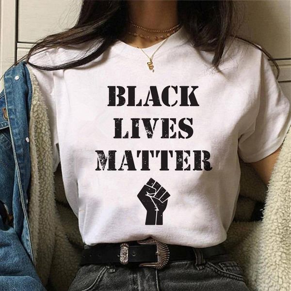 

90s ulzzang black lives matter graphic women t shirt funny short sleeve clothes tshirt tees hip hop female t-shirts, White