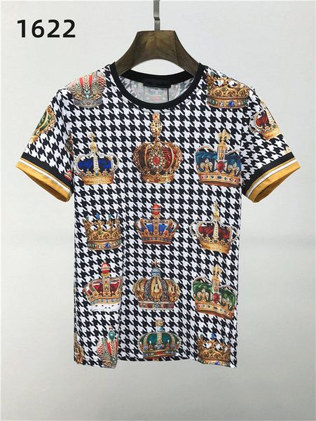 

2021 fashion crown king designers men's t-shirts #017 europe milan summer short sleeve stylist classic royal streetwear casual tees, White;black