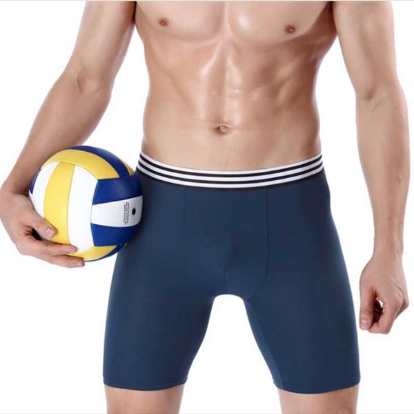

underpants men's sports briefs, long ice silk boxer running wear-resistant legs, multi-function shorts, Black;white