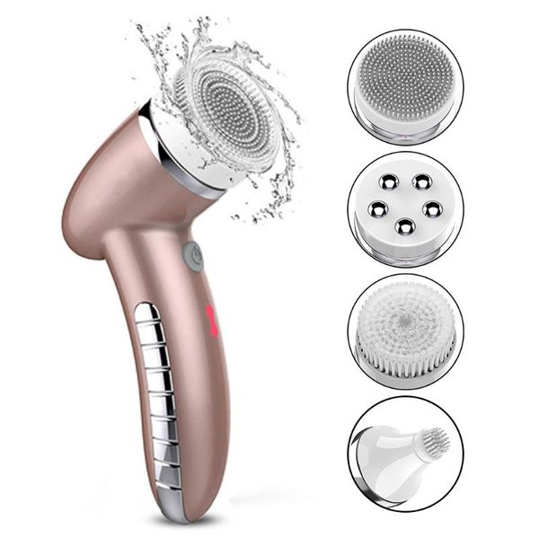 

electric hair brushes 4 in 1 wash facial cleansing brush sonic vibration face cleaner waterproof massage with heads cleaning apparatus