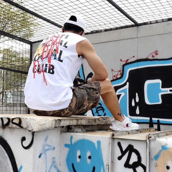 

chaopai net red same style ins graffiti chaopai assc vest t-shirt for men and women, Blue