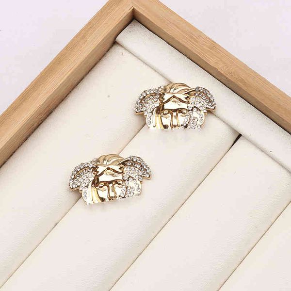 

the new fanjia stud head french alloy fashion earrings personalized diamond earrings, Golden