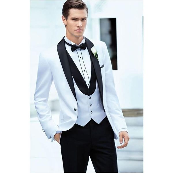 

men's suits & blazers arrival lone buttons notch lapel white groom tuxedos groomsmen wedding man (jacket+pants+vest), White;black