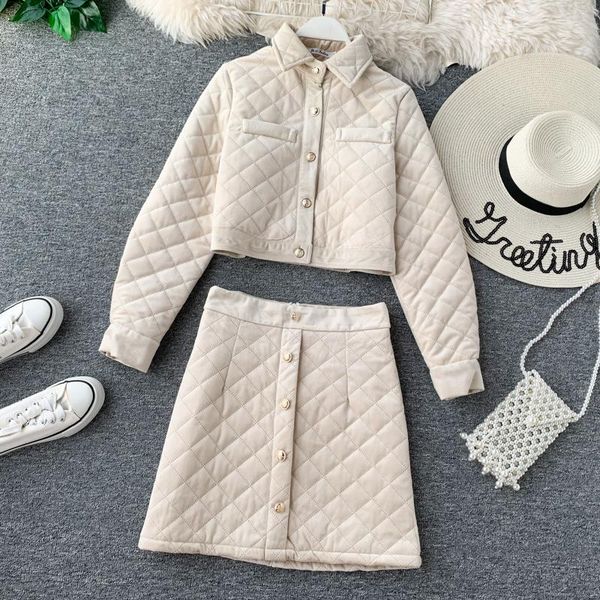 

two piece dress 2021 fashion women's clothing autumn and winter suit skirt two-piece 2 outfits for women, White