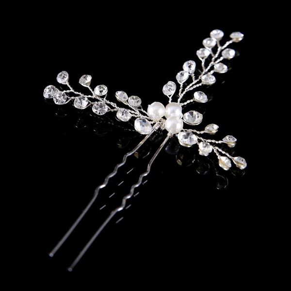 

hair clips & barrettes bride pearl rhinestone hairpin simple exquisite wedding headdress fashion accessories stick headpiece women jewelry, Golden;silver